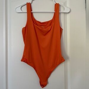 Vibrant Orange Women's Square Neck Bodysuit